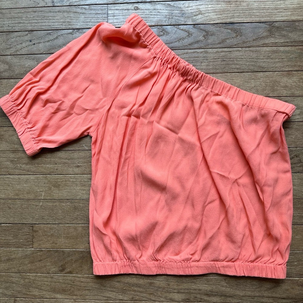 bobi‎ BLACK NWT Crepe One Shoulder Boho Top Size Large Peach Coral